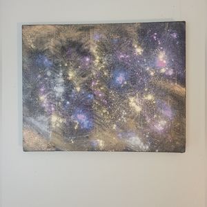 Original beautiful star splash dot pattern textured canvas art